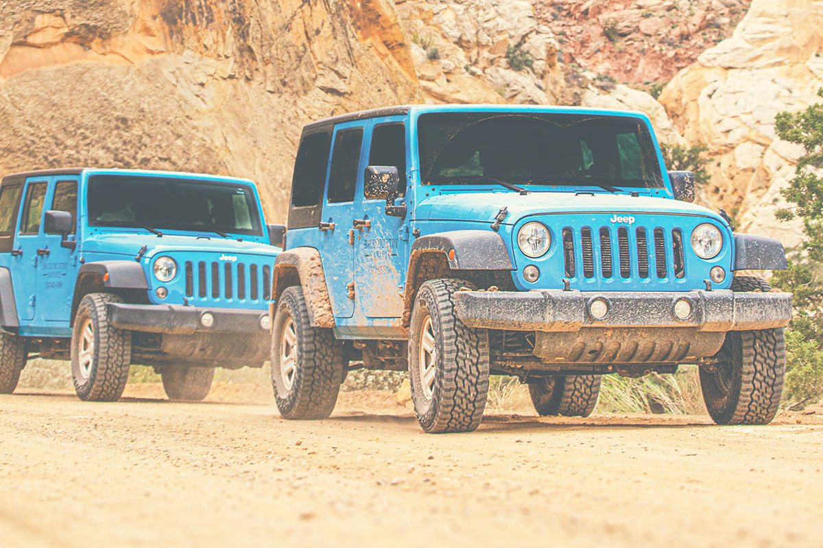 Two Blue Backcountry Safaris Jeeps on Capitol Reef National Park Tour - Backcountry Safaris
