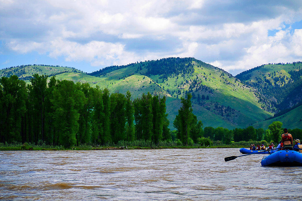 Pair of Rafts on Snake River During Combined Jackson Hole Wildlife Tour and Rafting Trip